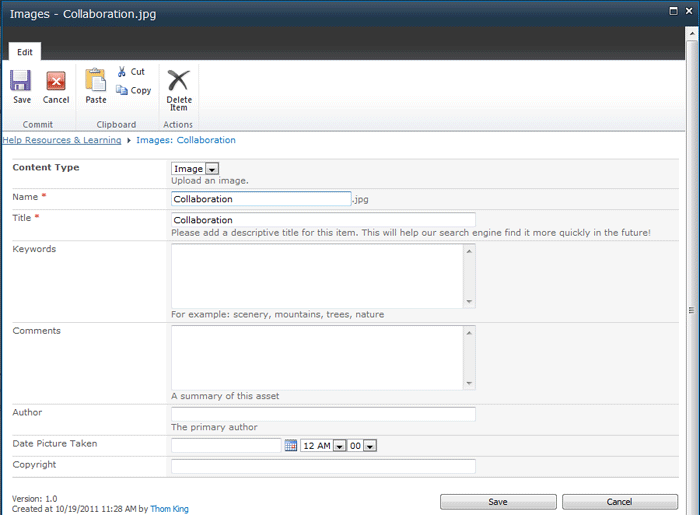 Editing Image Metadata